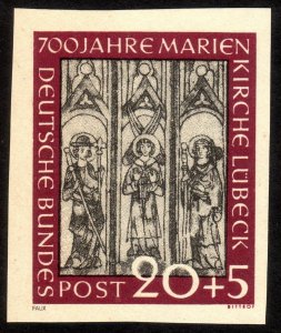 1951, Germany, 20+5pfg, MNH OG imperf Reprint, Sc B317