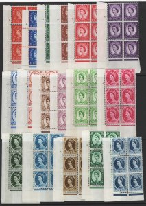 GB 1960 Wildings phosphor white paper set of 17 in unmounted mint cyl blocks o