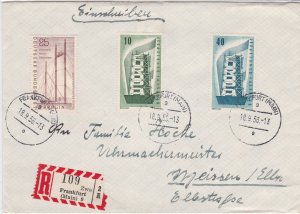 Germany 1956 Regd Frankfurt Cancels Int. Fair Cinderella Stamps Cover Ref 29246