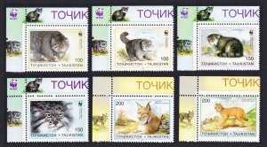 Tajikistan WWF Pallas's Cat 6v T1 Corners 1996 MNH SC#92-97 SG#90-95 MI#94-99