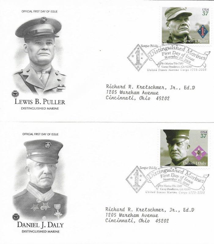 2005 FDC, #3961-3964, 37c Distinguished Marines, PCS (4)