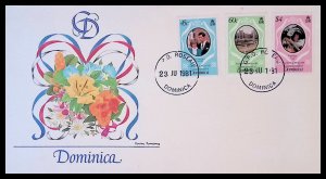 Dominica Sc#701-703 Royal Wedding (1981) Fleetwood FDC