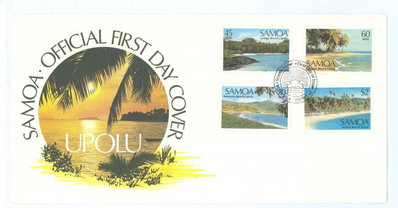Samoa (Western Samoa) 697-700 1987 Coastal Landscape scenes (set of four) on a cacheted unaddressed first day cover.