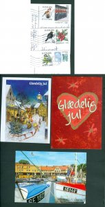 Denmark. 3 Christmas Card 2008. With Christmas Seal,Winter Birds. Postal Used.