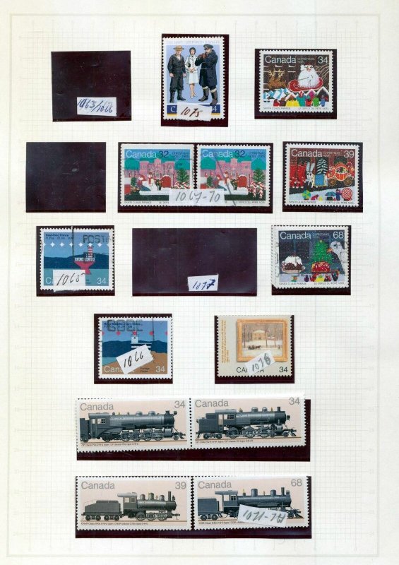 Canada 1980s M&U Incl.Trains Art Postage Face (Apx 100+Stamps) H00367