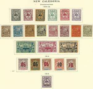 New Caledonia 1905//1918 F-VF Mint OG hinged to Album...Fill a Full Colony page!