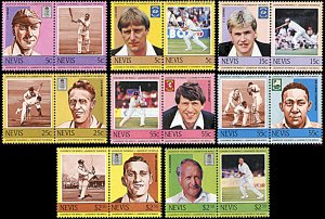 Nevis 383-390, MNH, Famous Cricket Players