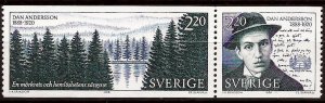 Sweden 1988 - Dan Anderson,  MNH pair # 1705a