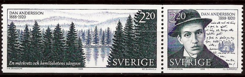 Sweden 1988 - Dan Anderson,  MNH pair # 1705a