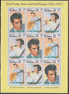 GAMBIA Sc# 1347a-c CPL MNH SHEETLET of 3 SETS of 3 ELVIS PRESLEY