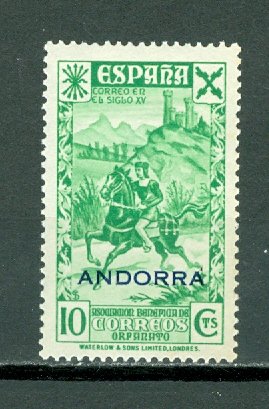 SPANISH ANDORRA 1943 CHARITY EDIFIL #8...MINT