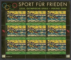 UN Vienna #429-430 65¢ & 1.15€ Sport for Peace (2008). MNH