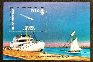 *FREE SHIP Gambia Halley Comet 1986 Space Astronomy Sailing (ms) MNH
