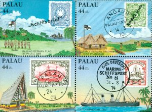 RMK13-0009 PALAU C9a MH  STAMP ON STAMP SCV $4.50 BIN $2.25 (4)