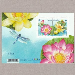 LOTUS = SACRED Flowers = Souvenir Sheet of 2 Canada 2018 #3087 MNH