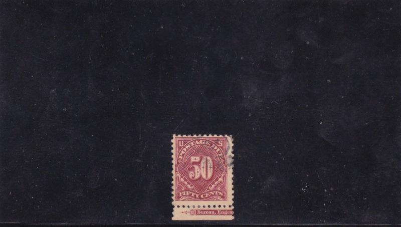 J37, 50 Cent Postage Due with Imprint, No Watermark, CV= ...