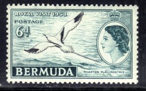 Bermuda 1953  QE2 6d Tropic bird Royal Visit Umm SG 151 (M1260 )