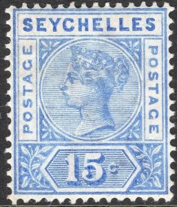 SEYCHELLES-1900 15c Ultramarine Sg 30 MOUNTED MINT V50064