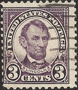 # 555 USED VIOLET ABRAHAM LINCOLN OFFSET ON REVERSE