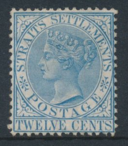 Straits Settlement 1867 SG 15 TWELVE CENTS Blue WMK CROWN CC