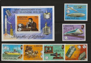 LIBERIA Sc 742-7,C212 NH issue of 1976 - SET+SOUVENIR SHEET - RADIO