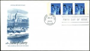 US FDC #3453 Artcraft Cachet Washington, DC Coil Strip of 3 PNC #1111