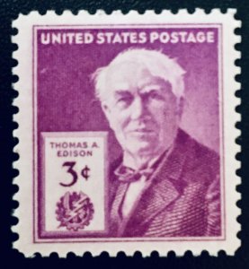 United States #945 3¢ Thomas A. Edison (1940). MNH