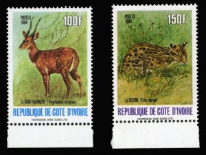 Ivory Coast #731A-B Cat$150, 1984 Wildlife, sheet margin set of two, never hi...