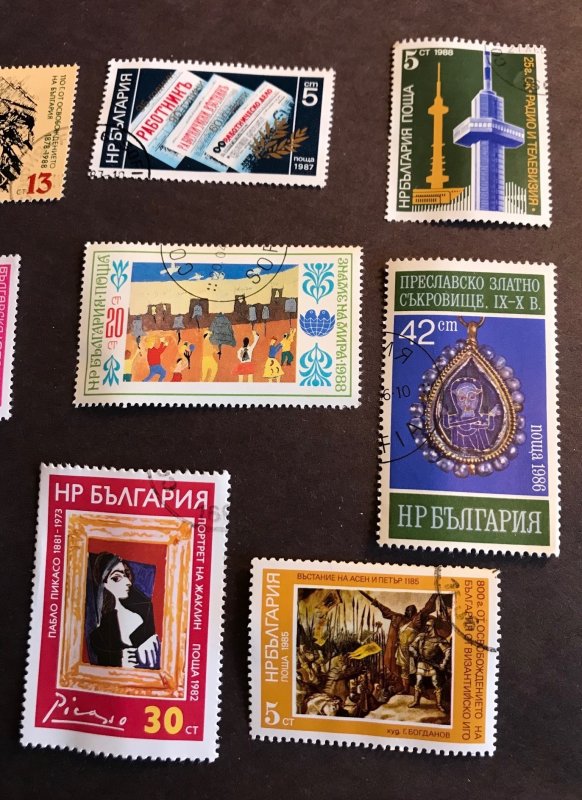 Bulgaria Stamp Lot Used (12) Colorful variety 1980s famous people & places