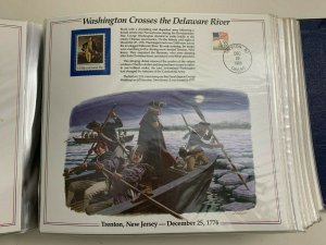 the history of American stamp panel: Washington crosses the Delaware river