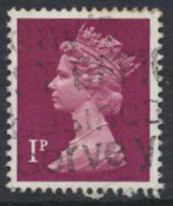 GB  Machin 1p X925  Phosphor  Paper   Used  SC#  MH23 see details and scan