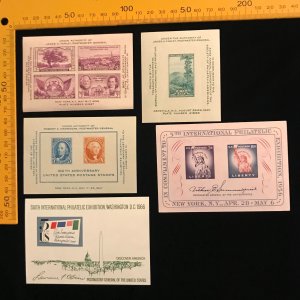 778, 797, 948, 1075, 1311 MNH Set of 5 US Souvenir Sheets