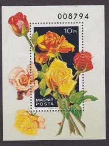 Hungary # 2742, Roses, Souvenir Sheet, NH, 1/2 Cat.