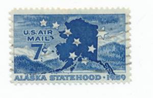 USA Airmail 1959  Scott C53 used - 7c, Alaska Statehood