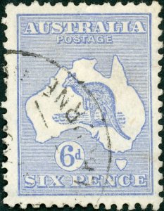 Australia SG 38var  BW19(1)h  6d Roo Flaw obliterates Port Phillip Bay Ref:018