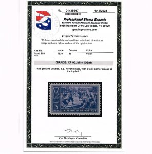 EXCELLENT GENUINE SCOTT #855 MINT PRISTINE OG NH BASEBALL PSE CERT GRADED XF-90