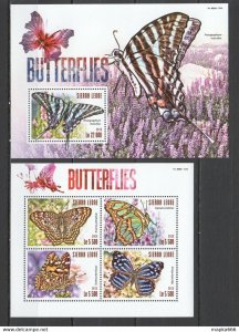 2015 Sierra Leone Butterflies Flora & Fauna Insects 1Kb+1Bl ** Stamps St617