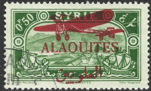 Alaouites #C17  Used - 50p Red Airplane Overprint (1929)