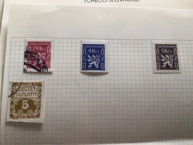 Czechoslovakia stamps on folded page  A11790