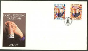 JERSEY Sc#404-405 1986 Prince Andrew Wedding Complete Set Unaddr FDC