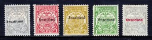 SWAZILAND — SCOTT 1/9 — 1889-92 SWAZIELAND OVERPRINTS — MH — SCV $96