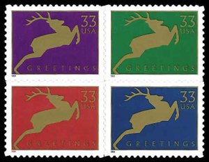 PCBstamps   US #3356/3359a Block $1.32(4x33c)Deer  MNH, (1)