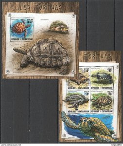 2016 Central Africa Fauna Marine Life Turtles Les Tortues Kb+Bl ** Ca083