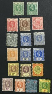 MOMEN: ST LUCIA SG #91-105 1921-30 MINT OG H £200 LOT #61574