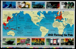 USA 2765 MNH WWII, Map, Ships, Aircraft, Medicine, Stamp oN Stamp