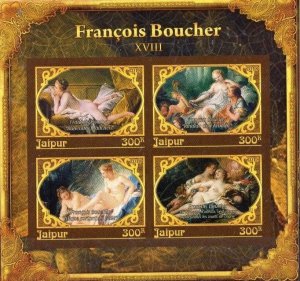 Jaipur MNH S/S Francois Boucher Nude Art 2017