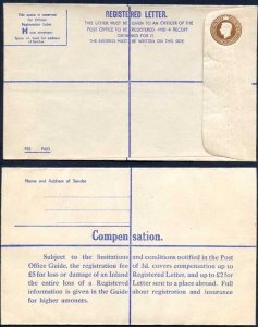 RP58 KGVI 5 1/2d Registered Envelope Size H Serif IMPRINT B E and W Mint