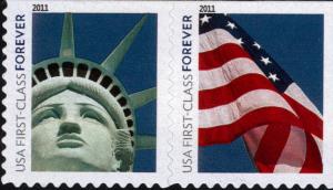 2011 44c Lady Liberty and Flag, Pair Scott 4563-64 Mint F/VF NH