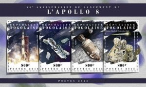 Togo - 2018 Apollo 8 Launch Anniversary - 4 Stamp Sheet - TG18108a