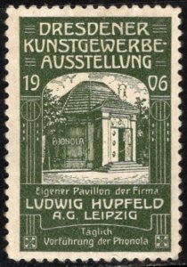 1906 Germany Poster Stamp Dresden Arts And Crafts Exhibition Demo The Phonola